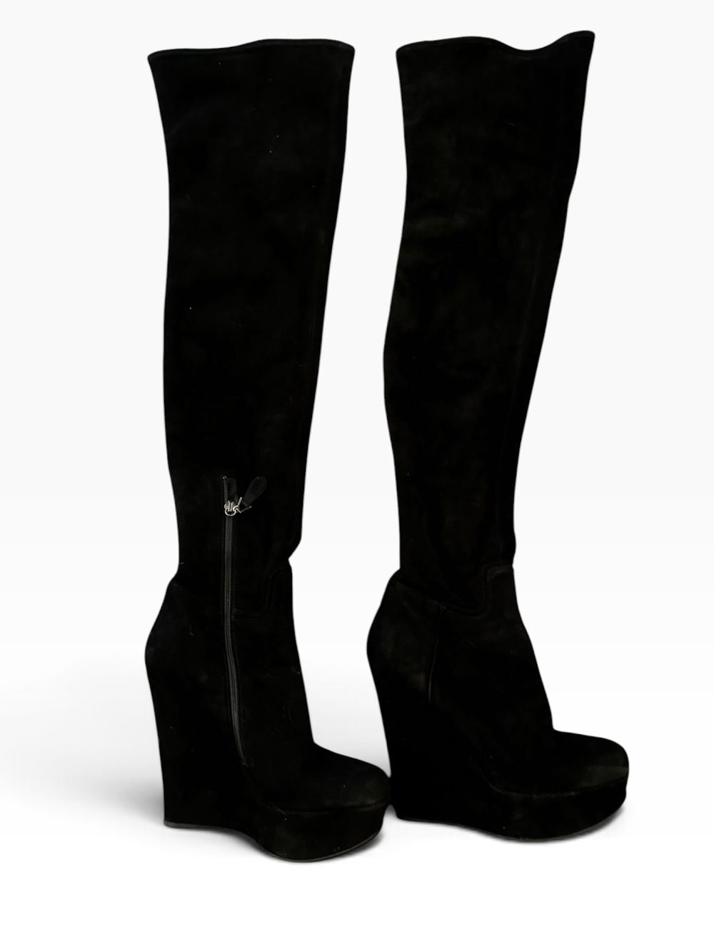 Alaia Black suede platform over knee boots Sz.38